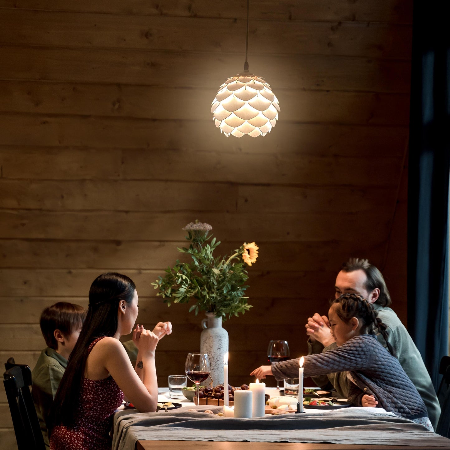 EIGEN Pendant Light for Ceiling - Wooden Hanging Lights for Living Room, Chandelier for Living Room Modern